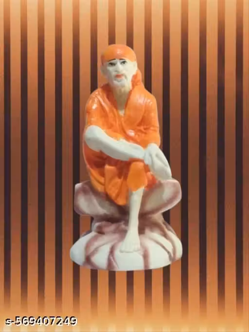 MA Shirdi Sai Baba Sitting Position Idol | Shri Sai Nath Decorative Sculpture -Marble Statue for Pooja & Decoration, Gifts - Om Sai Ram Religious Murti for Good Luck