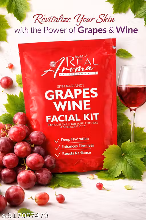 Realaroma Professional Facial for Radiant & Clear Skin HD Glow For Grapes wine Professional Facial Kit Anti Ageing SkinCares 7 Step Single Use Hygienic Facial Kit for Glowing Skin Pack of 1