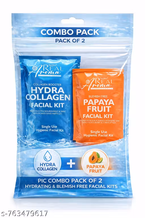 RealAroma Professional Hydra Collagen & Papaya Fruit Facial kit With Skin Advance Formula (Pack Of 2)