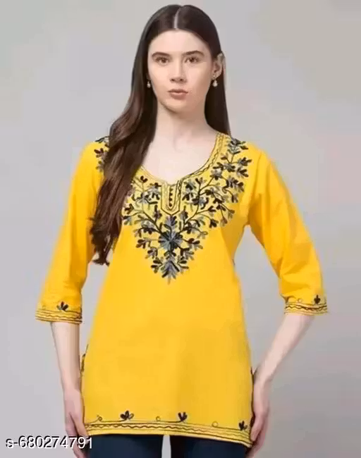 Women Embroidered Pure Cotton Short Kurti Floral Pattern