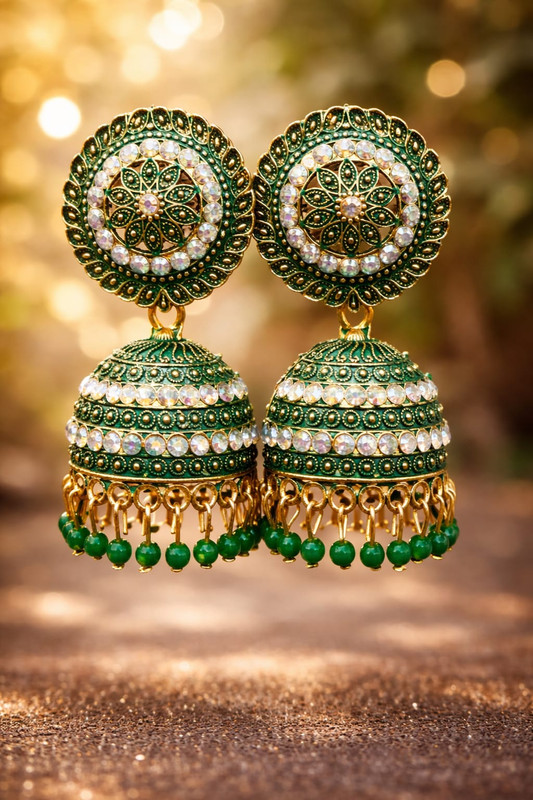 Emerald Grace Dark Green Jhumka