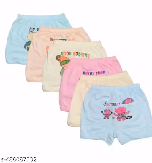 Baby Boys & Baby Girls Unisex 100% Cotton Printed Panty Outer Elastic Bloomer Combo Pack of 6