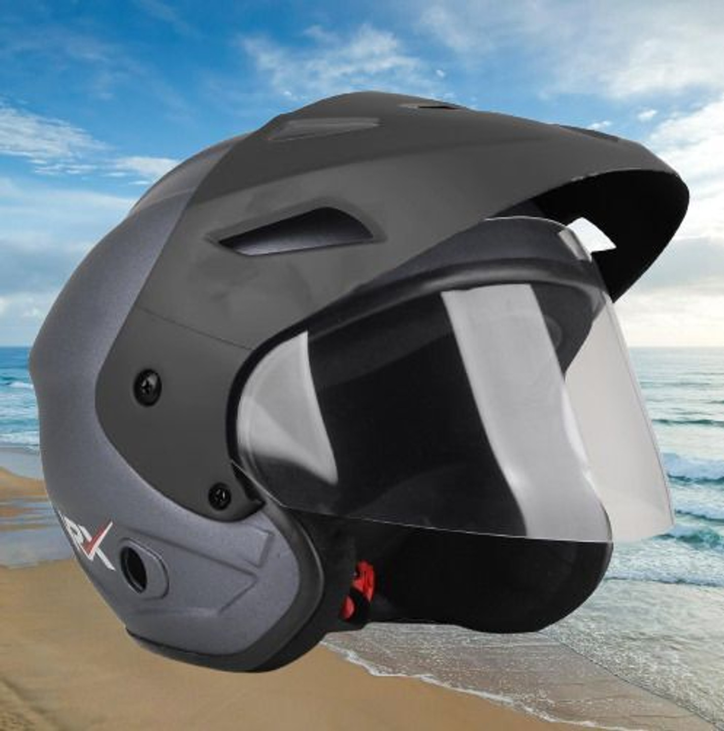 urban carrier ABS Material Half Face pc Visor, UV Scratch Resistance Motorbike Helmet Motorbike Helmet (Grey)