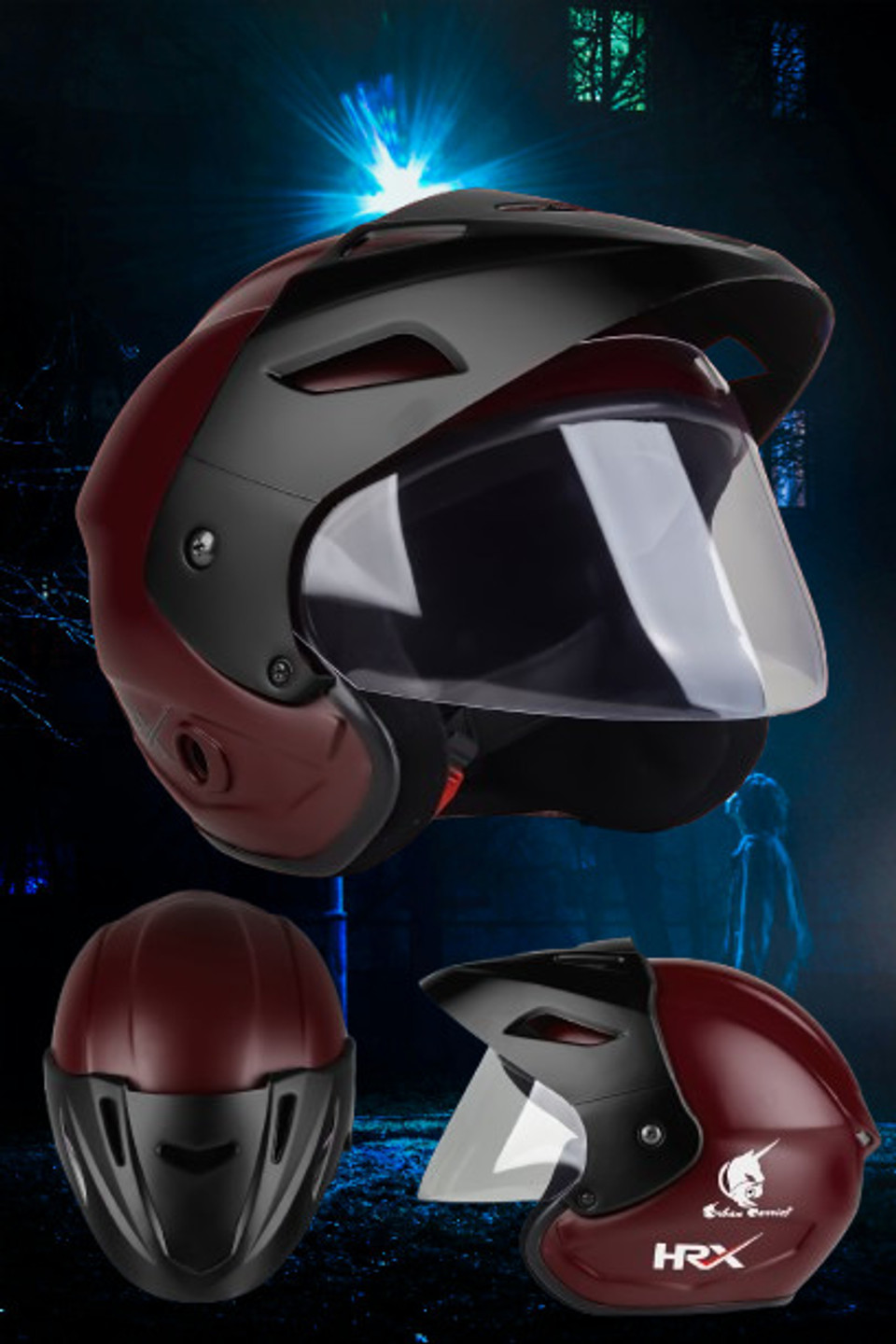 urban carrier ABS Material Half Face PC Visor, UV Scratch Resistance Motorbike Helmet (Maroon)