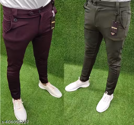Eetma! Trouser! Stylish & Comfortable Men Trousers (Pack of 2) | Men Trousers | Fabulous Lycra Blend Trousers | Mens & Boys Lower Trousers | Ravishing & Casual Wear Pyjamas | Dark Green/Mehendi & Maroon/Wine