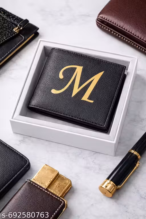The "M" Initial Signature Men’s Personalized Wallet With Multi Card Holder