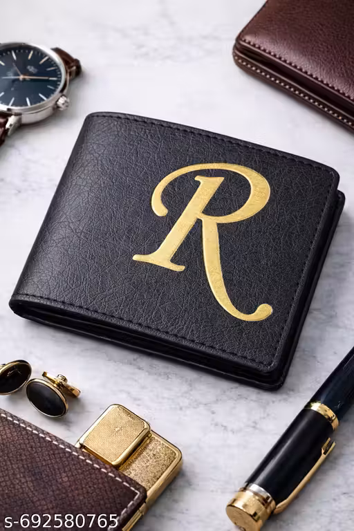 The "R" Initial Signature Men’s Personalized Wallet With Multi Card Holder