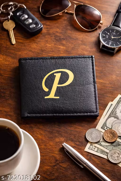 The "P" Initial Golden Signature Men’s Personalized Wallet With Multi Card Holder