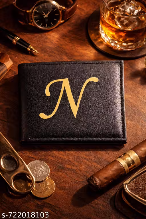 The "N" Initial Golden Signature Men’s Personalized Wallet With Multi Card Holder