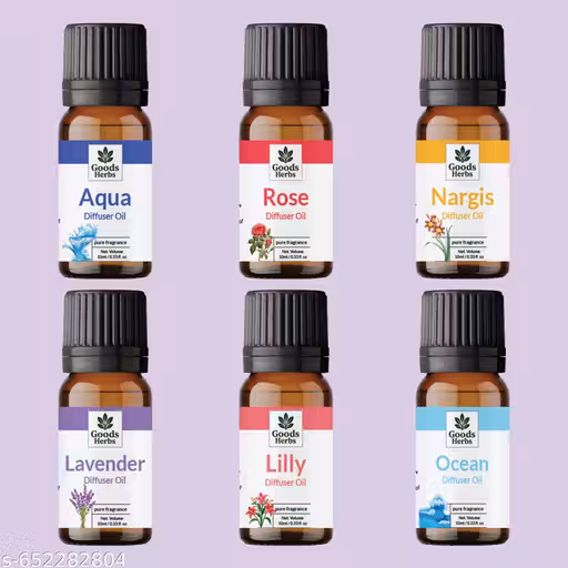Aroma Oil Set for Diffusers & Candle Burners – Premium Home Fragrance Collection (Nargis Blossom, Lavender, Rose Blomming Lilly, Aqua, Ocean ) – 10ml Each,