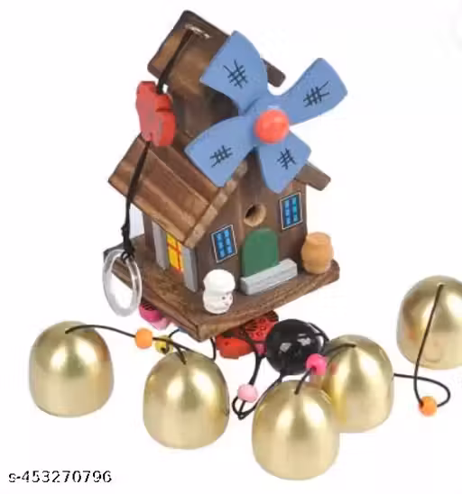 VROO 5 Bell hut Wind Chime Home Positive Energy for Balcony Bedroom Living Room Aluminium, Wood Windchime