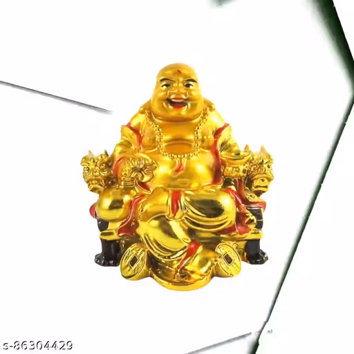 VROO Feng Shui Lucky Laughing Buddha, medium size statue (4 inches), Happy Man for Good Luck, Wealth, Prosperity at Home, Office Decorative Showpiece,Happy Man for Office-Desk, Table Decor, Home, shop and Car Dashboard - Decorative Showpiece, Vastu/feng S