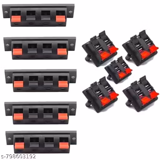 Anil Electronics (Total Pack of 10) Speaker Socket 4 Pin 2X2 Combo QBM 4 Pin Speaker Socket Terminal Block 4 (Black, For TV, 7 m