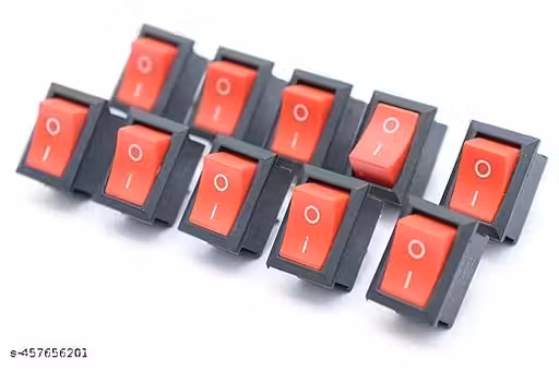ANIL ELECTRONICS Small Mini On/Off Rocker Switch, 2-Pin, Red Plastic Button (PACK OF 10)