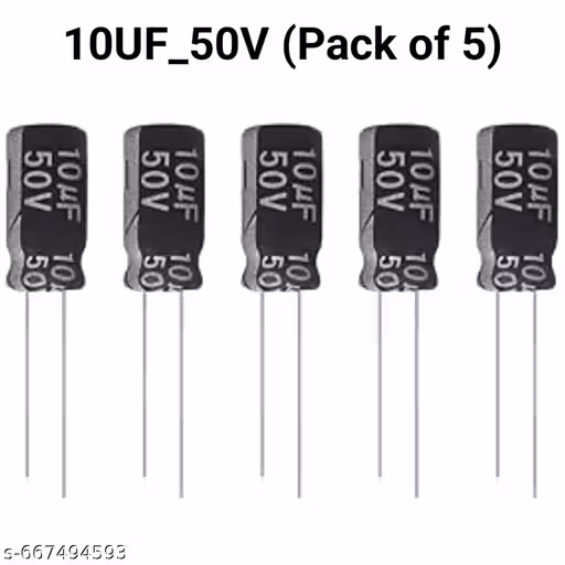 Anil Electronics 10uF 50V 5x11mm Electrolytic Capacitor 10 UF MFD 50 Volt 0.2x0.43in Aluminum Capacitors (Pack of 5)