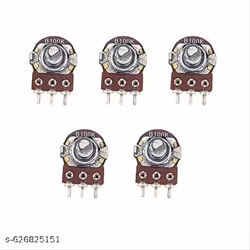 Anil Electronics 100K Dual Gang Rotary Potentiometer D Shape Shaft Handle 6 pin (5)