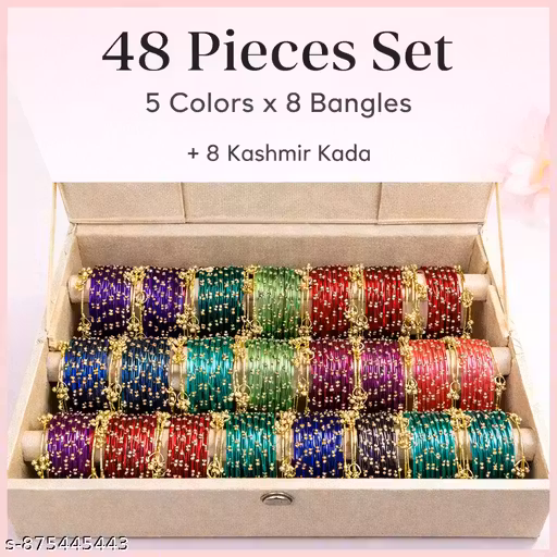 48 Pieces Multicolor Bangles Set with Kashmir Kada for Women | Stylish Chudi Combo Set for Wedding, Festival & Daily Wear