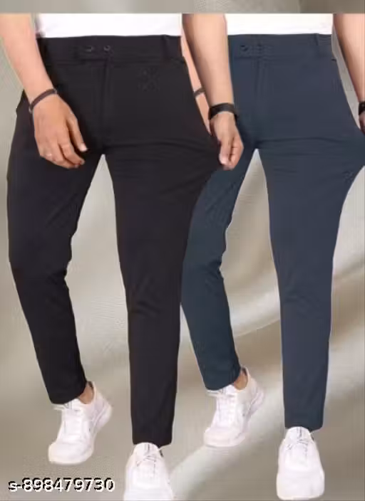 Men's Slim Fit Mid Rise Solid Casual Trouser