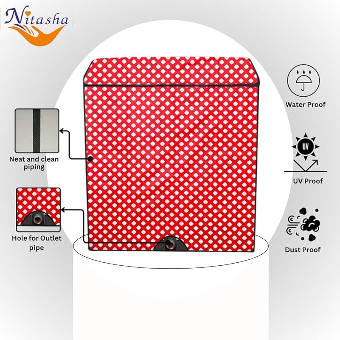 Housz Nation Washing machine cover Compatible With Whirlpool 8.5 kg Ace Turbodry 8.5 Semi-Automatic with Polka dot red colour print