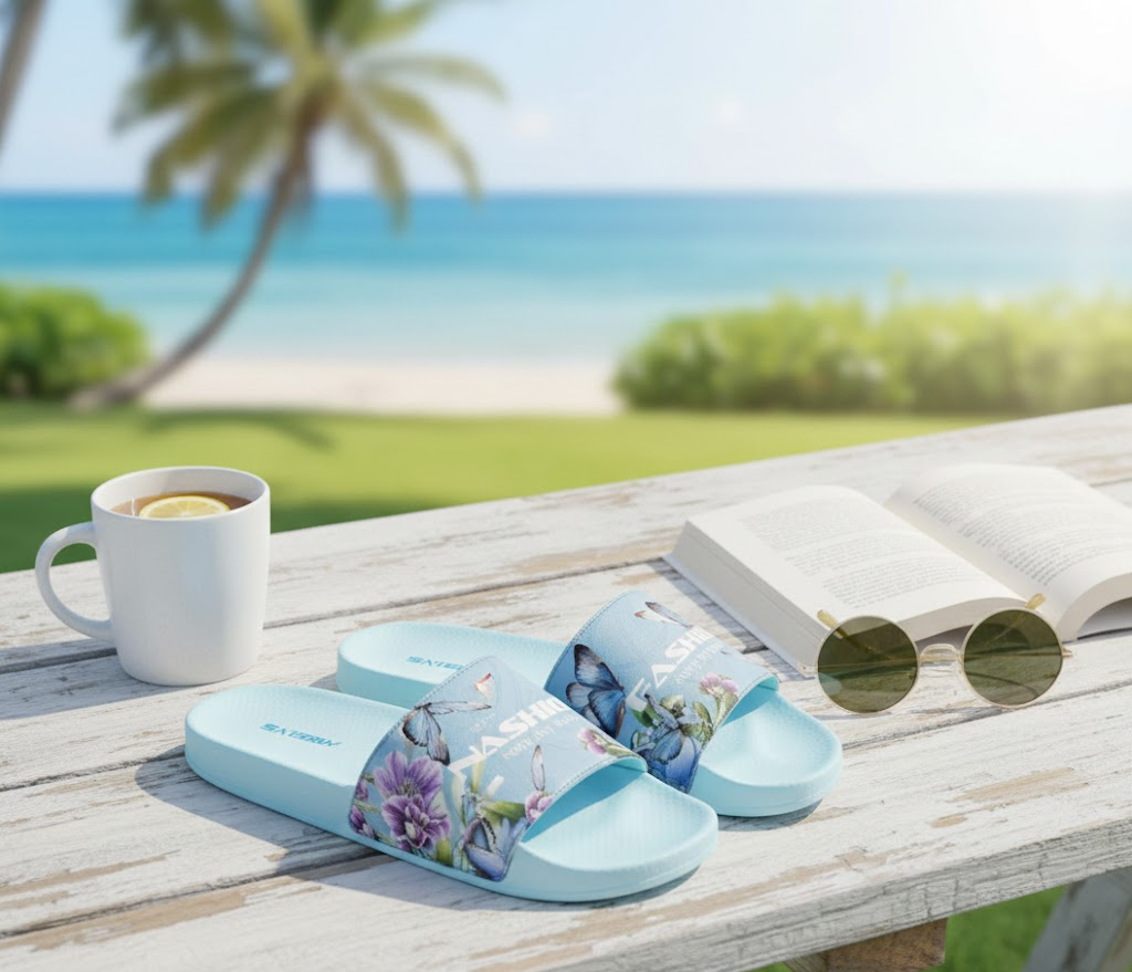 Women blue slides