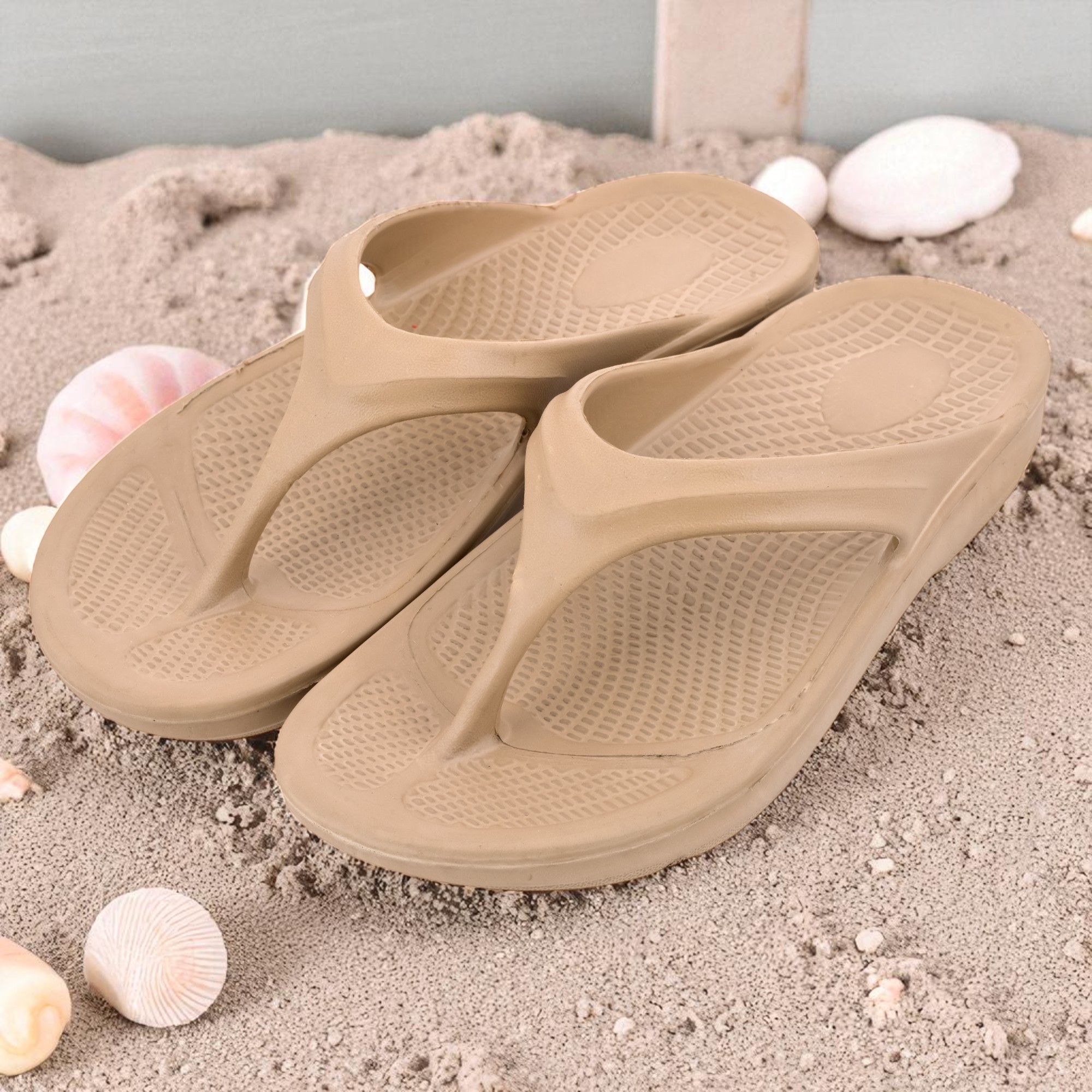 Women beige flip flops