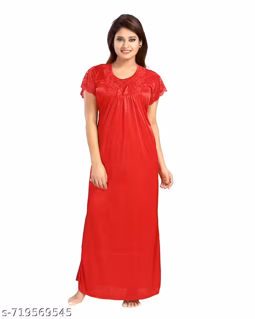 LUVTEX Women Nighty Red