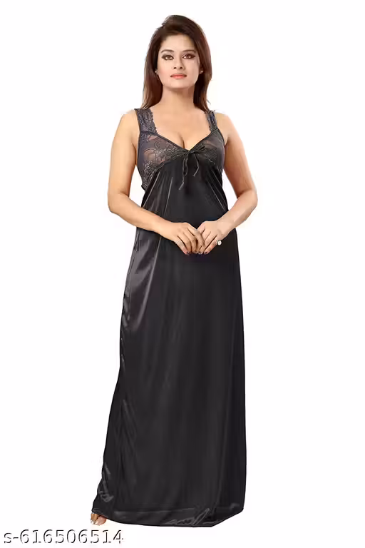 LUVTEX Women Nighty Black