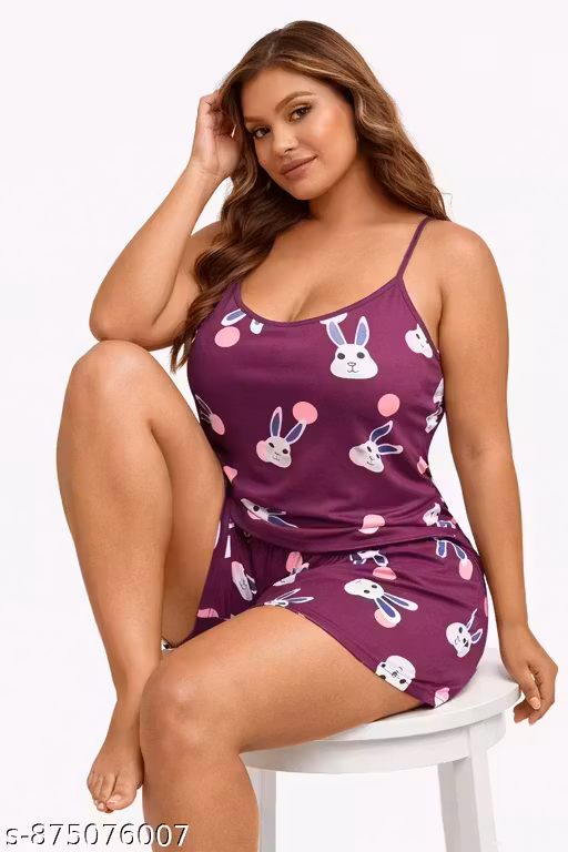 LUVTEX Womens & Girls Cartoon Printed Night Suite set