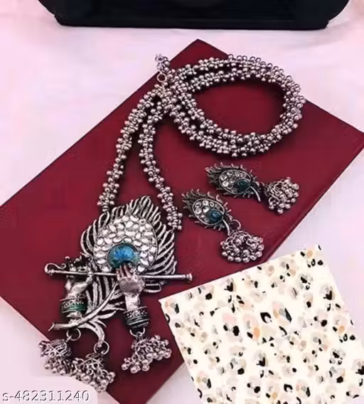  Fashion's jewellery set for women::silver jewellery set::oxidised jewellery set::choker jewellery set::necklace set for women