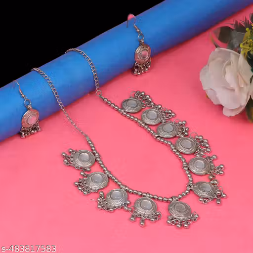  Premium Catalog Silver jewellery set::Silver necklace set::Oxidised Jewellery set::mirror oxidised jewellery::oxidised mirror jewellery set::Oxidised Silver Necklace::Oxidised Necklace Set