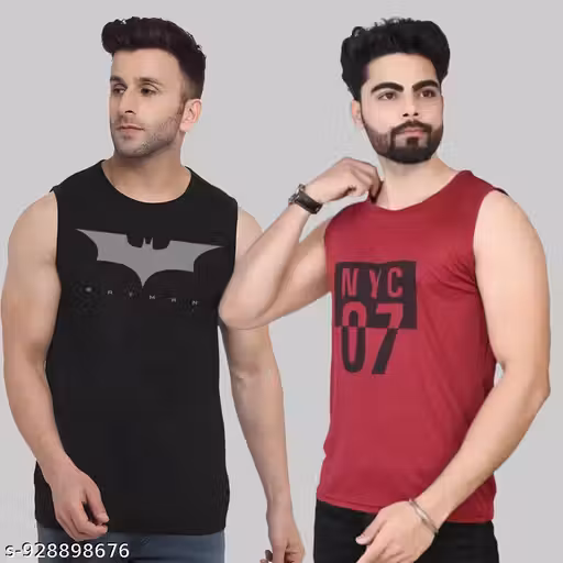 Pack of 2pcs sleevless Printed Gym vest for men Full comfortable Nylon Fabric combo pack of 2pcs