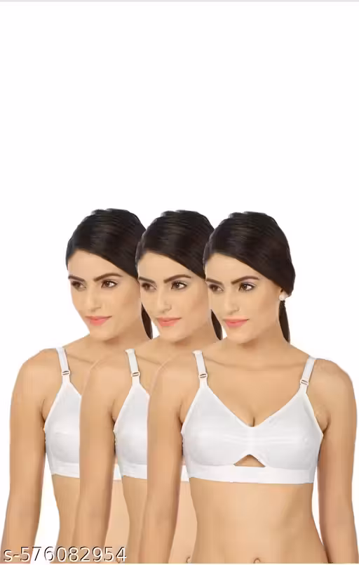 Women Cotton Bra for Daily Wear | Soft Non Padded Non Wired Comfortable Bra for Girls & Ladies-PACK OF 3