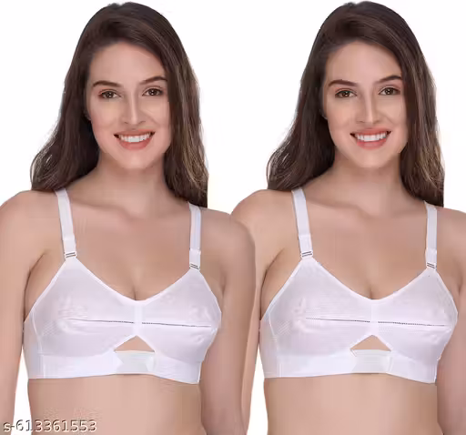 Women Everyday Comfort Cotton Bra | Non Padded Non Wired | Soft & Breathable | Full Coverage | Pack of 2 (White)