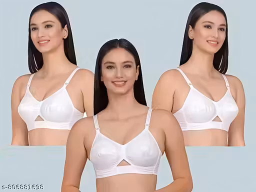ladis white cotton bra pack 3