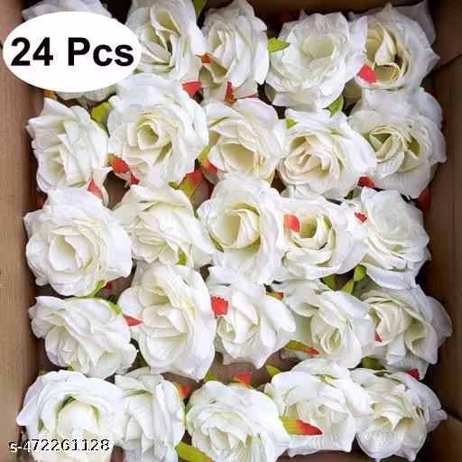 Real Pbr (24 Flowers) White Rose Flowers for DIY Crafts Temple Home Decor