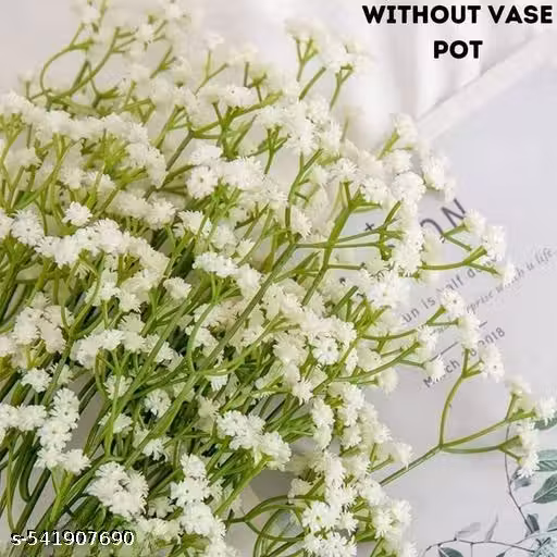 Real Pbr Artificial Gypsophila Baby’s Breath Bouquets Flower Set Of 3 Pcs - Elegant White Floral Sticks for Home Décor, Weddings, Craft, Gifting, Ganpati Decor, Marriage, Festivals, Rakhi gift, Office, Bedroom