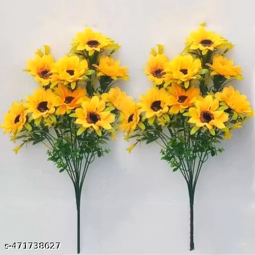 Sunflower Bunch Artificial Flowers Home Decoration Gift Items for Living Room Corner Table Top Bedroom Wedding (PACK OF 1 PICS BUNCH) (Without Pot)