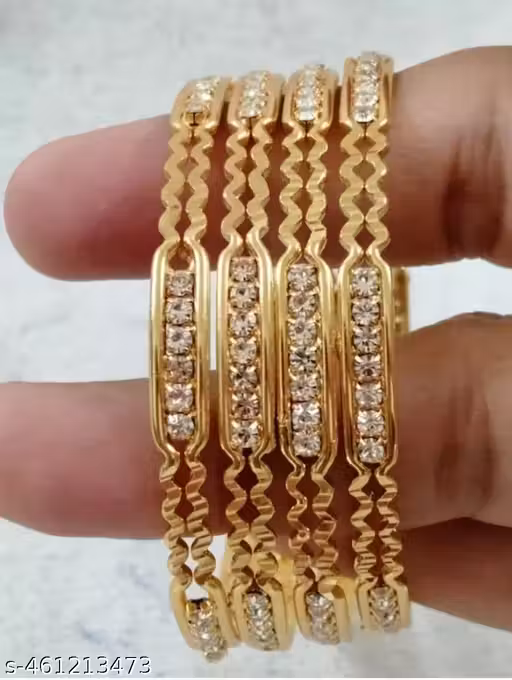 Pack of 4 Exclusive Bangles – American Diamond Studded Latest Design