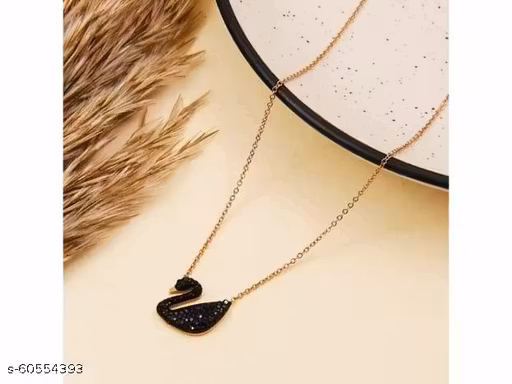 Elegance in Flight Latest Design Gold-Plated Black Swan Pendant Chain