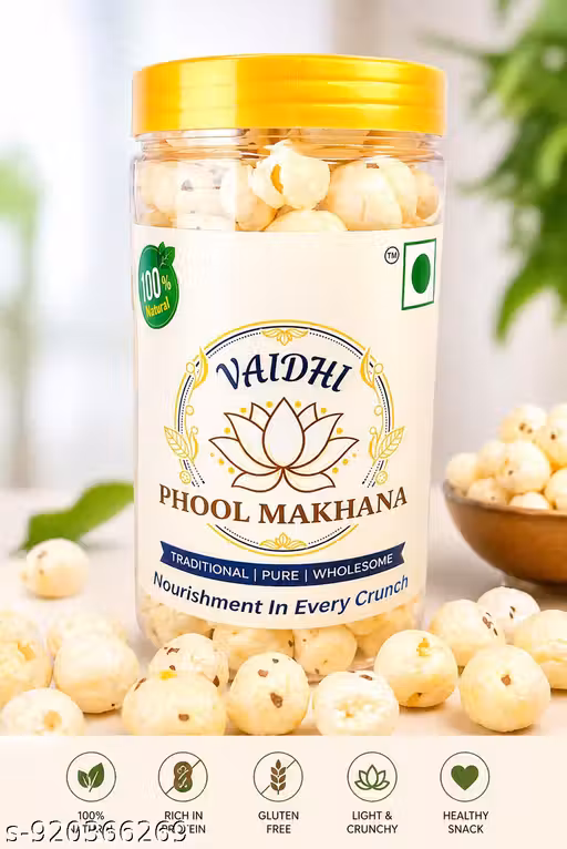 PremiumPhool Makhana | Premium Fox Nuts | SIX SUTA Grade A+ (19-25 mm) 100% Natural &FRESH | Healthy Snack | Light & Crunchy | Gluten-Free | Protein-Rich