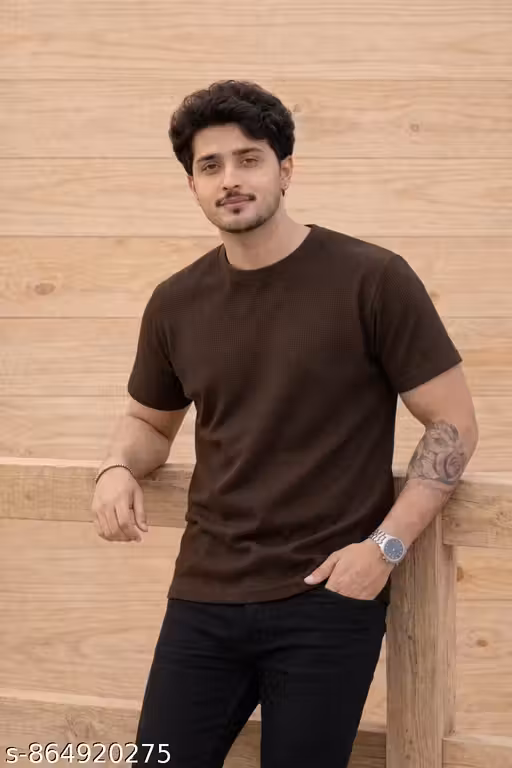 This- summer wear with men's t-shirt and color coffee brown half sleeve, trends t-shirts .