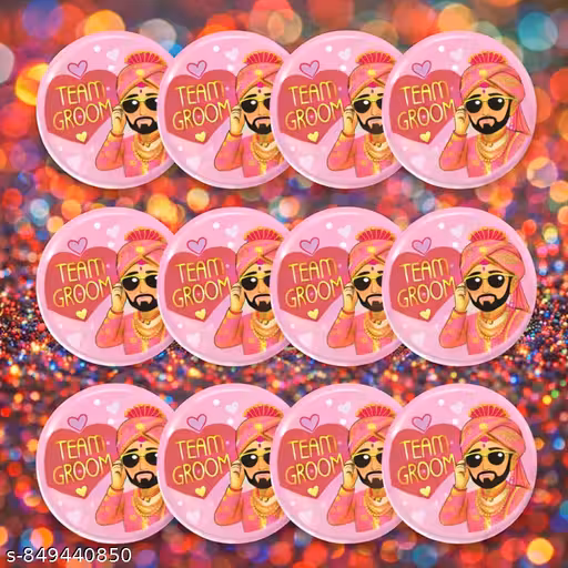 Team Groom Badge Pack of 12 for Wedding, Haldi & Bachelor Party | Groom Squad Button Badge for Friends & Baraatis | Groom Side Wedding Accessories | Groom Team Party Badge Pin for Mehendi, Sangeet & Marriage Celebration Party Decoration