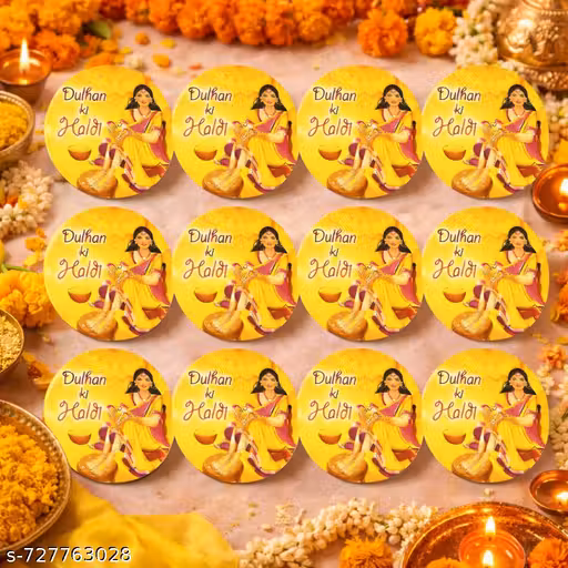 Dulhan Ki Haldi Round Brooch Badge | Haldi Ceremony Bride to Be Brooch | Yellow Haldi Theme Pin Badge for Bride, Bridesmaids & Wedding Function Decoration
