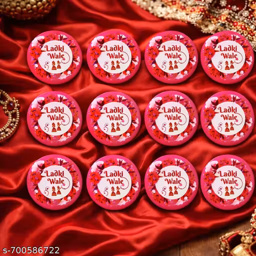 Ladki Wale Theme Brooch Badge Set (Pack of 12) | Wedding & Haldi Function Groom Side Accessory | Cute Cartoon Design Pin for Family, Friends, Baraat & Celebration