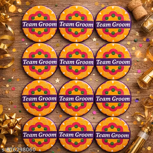 Grand Team Groom Wedding Party Badges – Premium Pack of 12