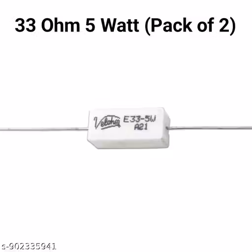 Manoj Traders 33 Ohm (Ω) 5 Watt Fusible Ceramic Cement Power Resistor - Pack Of 2
