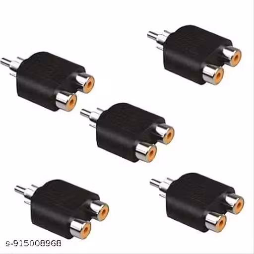 Manoj Traders Splitters Adapter 1 Male to 2 Female Plug Av Audio Video Cable Converter (Pack of 5)