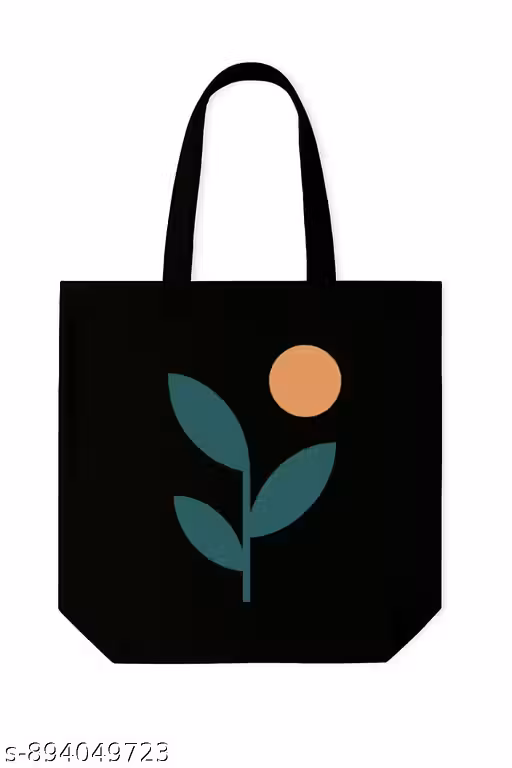 Fabcraft Eco-Friendly Canvas Tote Bag – Sustainable, Reusable Shopping, Beach, Travel & Everyday Wide Tote Bag | Black Canvas | Made in India