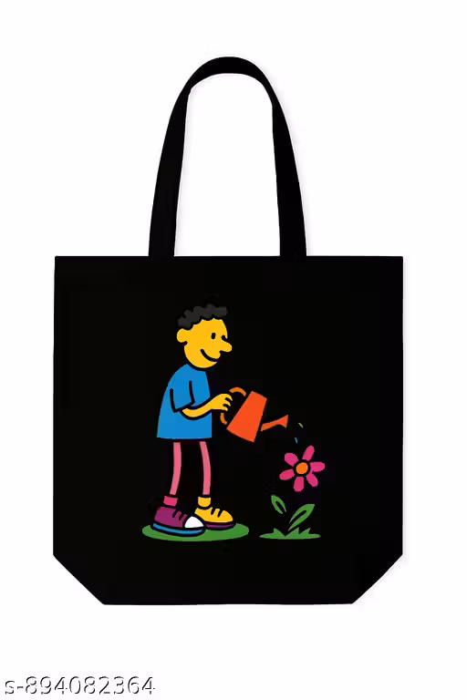 Fabcraft Eco-Friendly Canvas Tote Bag – Sustainable, Reusable Shopping, Beach, Travel & Everyday Wide Tote Bag | Black Canvas | Made in India