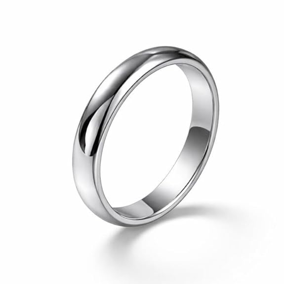 Classic Silver Tone Plain Band Ring, Smooth Mirror Finish, Minimalist Unisex Wedding Band, Promise Ring for Men and Women